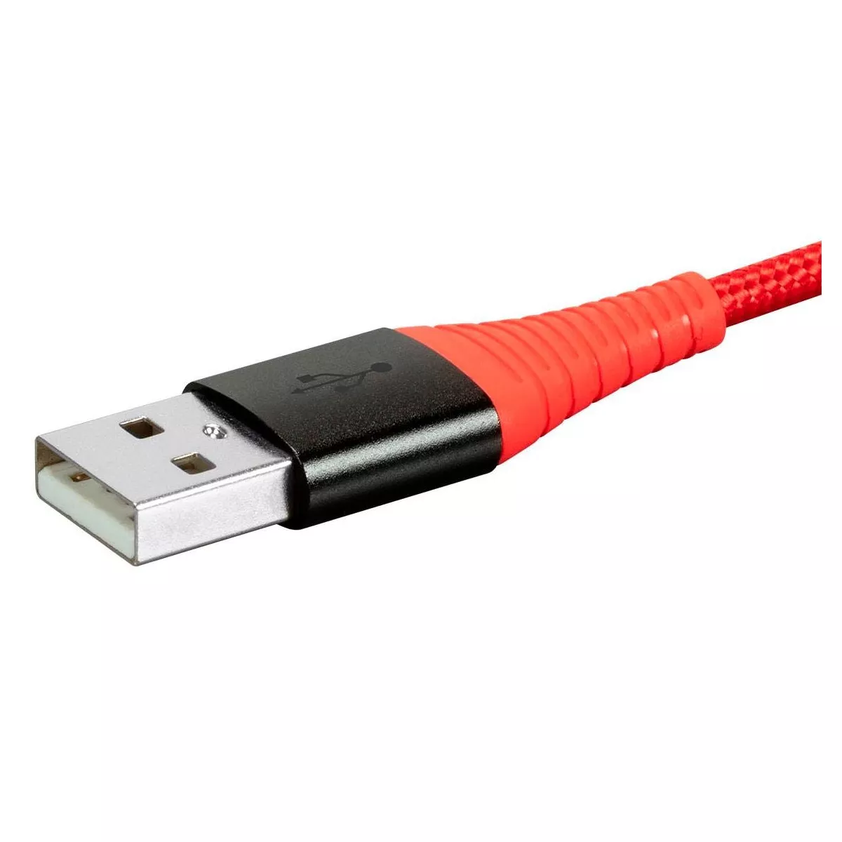 Monoprice USB 2.0 Micro B to Type A Charge & Sync Cable - 1.5 Feet - Red | Nylon-Braid, Durable, Kevlar-Reinforced - AtlasFlex Series