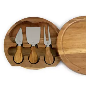 Acacia Round Cheese Board Set - Picnic Time