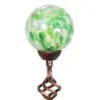 31" Solar Pearlized Glass Honeycomb Finial Resin Garden Stakes Green - Exhart