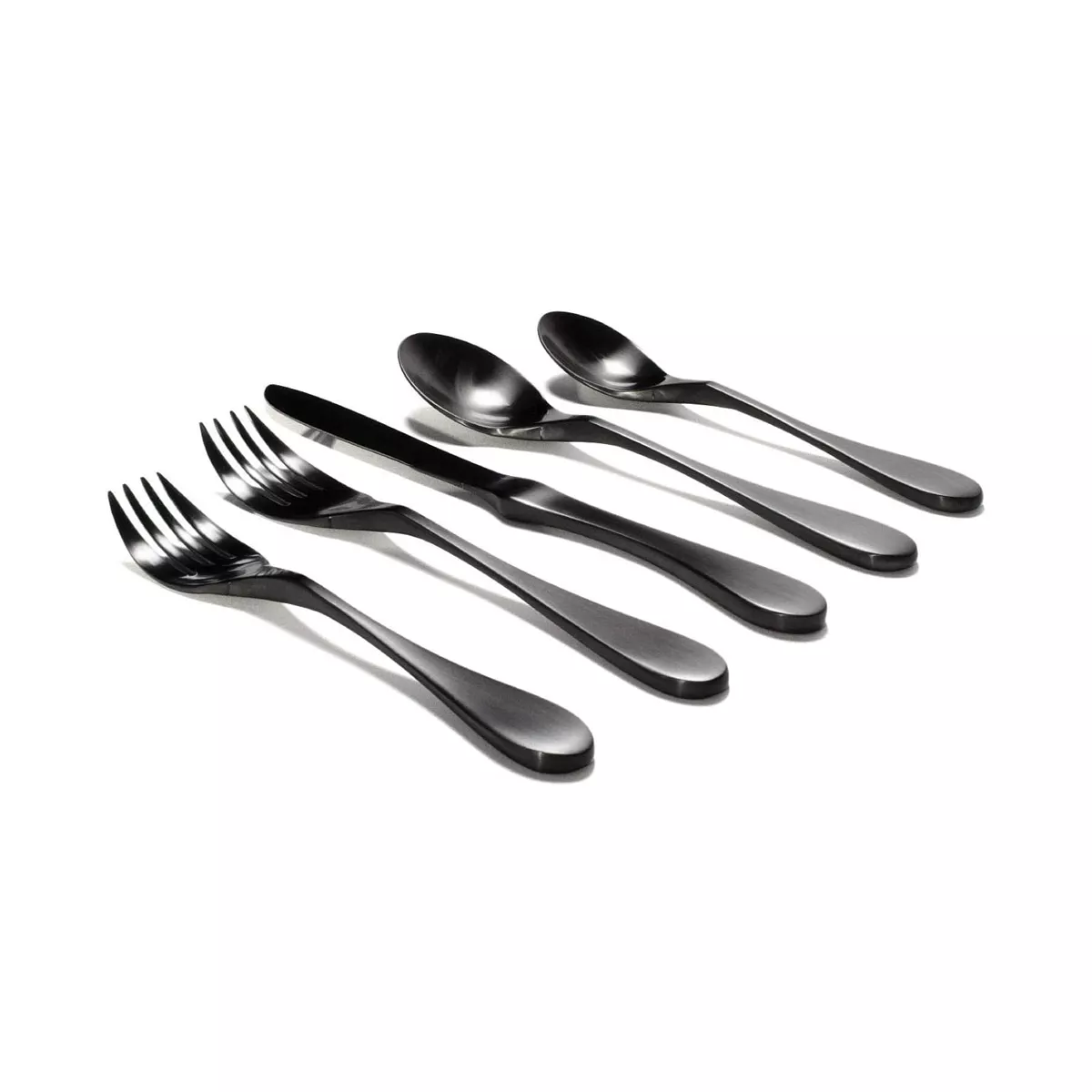 Knork Original Titanium 20 Piece Service for 4 Cutlery Silverware Utensil Flatware Set with Forks, Knives, and Spoons, Black Matte