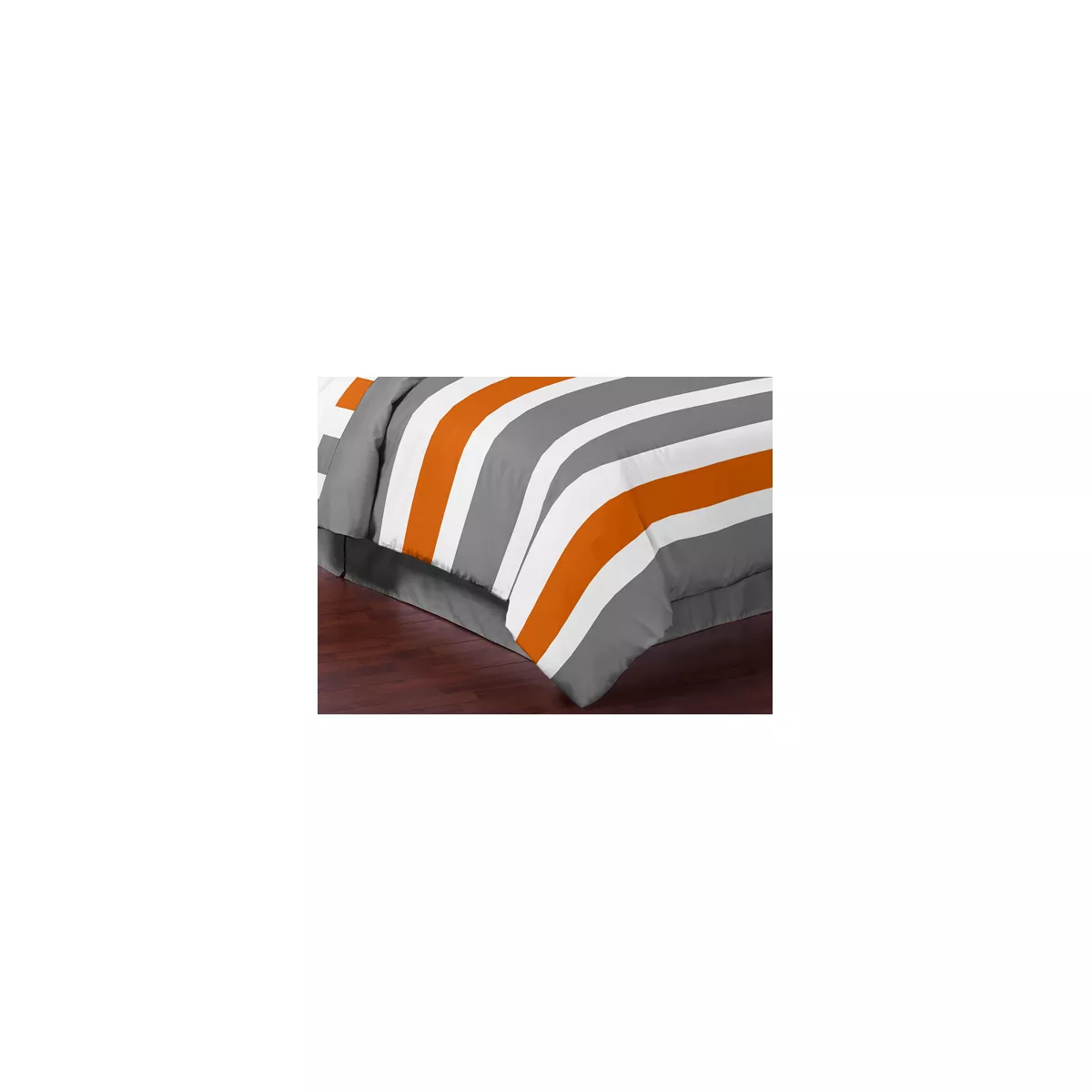 Gray & Orange Stripe Comforter Set (Full/Queen) - Sweet Jojo Designs