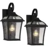 John Timberland Traditional Outdoor Wall Lights Fixture Set of 2 Carriage Style Textured Black 15" Clear Seedy Glass for House