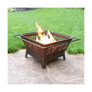 Sunnydaze Outdoor Camping or Backyard Steel Northern Galaxy Fire Pit with Cooking Grill Grate, Spark Screen, and Log Poker - 32