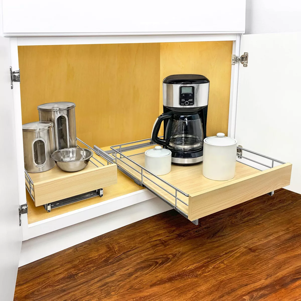 Lynk Professional Select Slide Out Wood Cabinet Organizer - Pull Out Under Cabinet Sliding Wood Shelf - 11