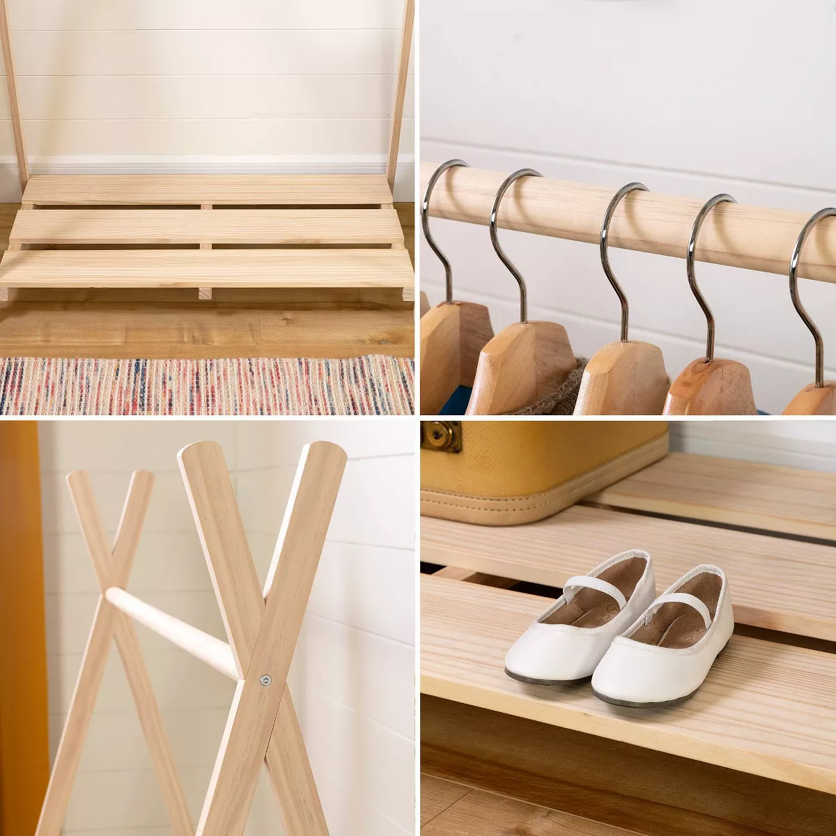 Kids' Sweedi Scandinavian Clothes Rack Natural Wood - South Shore