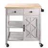 34" Kitchen Cart with Wood Top Saw Cut White - Home Essentials