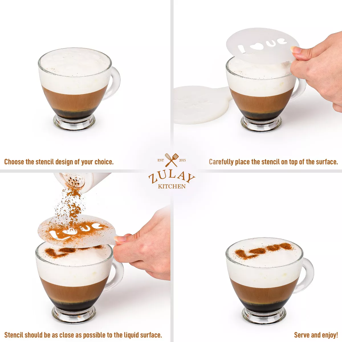 Stencils for Latte Art (16 Pack) with Various Designs to Style your Morning Coffee