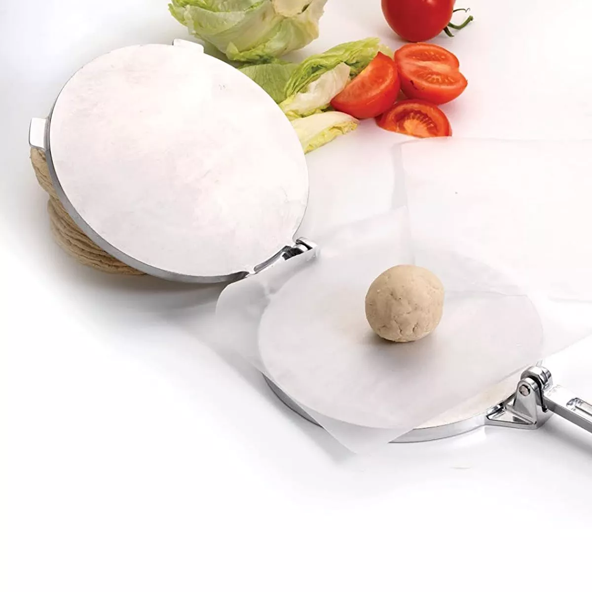 Norpro 8 Inch Round Cast Aluminum Kitchen Cooking Mexican Cuisine Flour Corn Tortilla Masa Dough Press Flattener, Silver