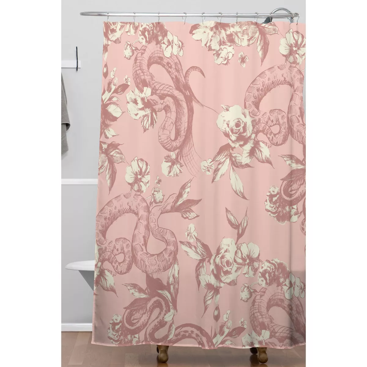 Floral Snake Blush Shower Curtain Pink - Deny Designs