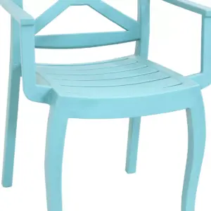 Sunnydaze Polypropylene Tristana Stackable Outdoor Patio Arm Chair, Blue