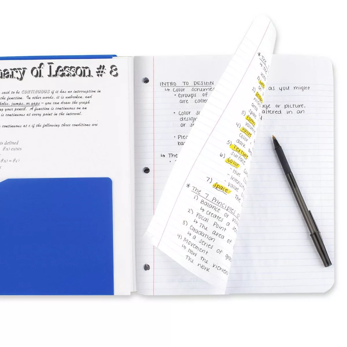 Composition Notebook College Ruled Trifold 2-Pocket Folder Cobalt - Five Star