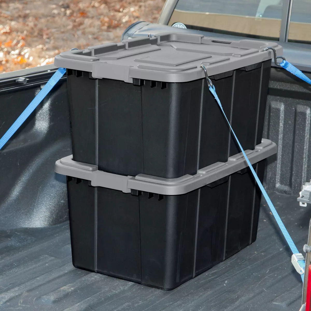 Sterilite 27gal Industrial Tote Black With Gray Lid and Latches