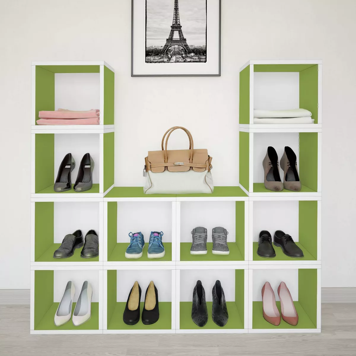 Way Basics Stackable Eco Cube Storage Cubby Organizer Green