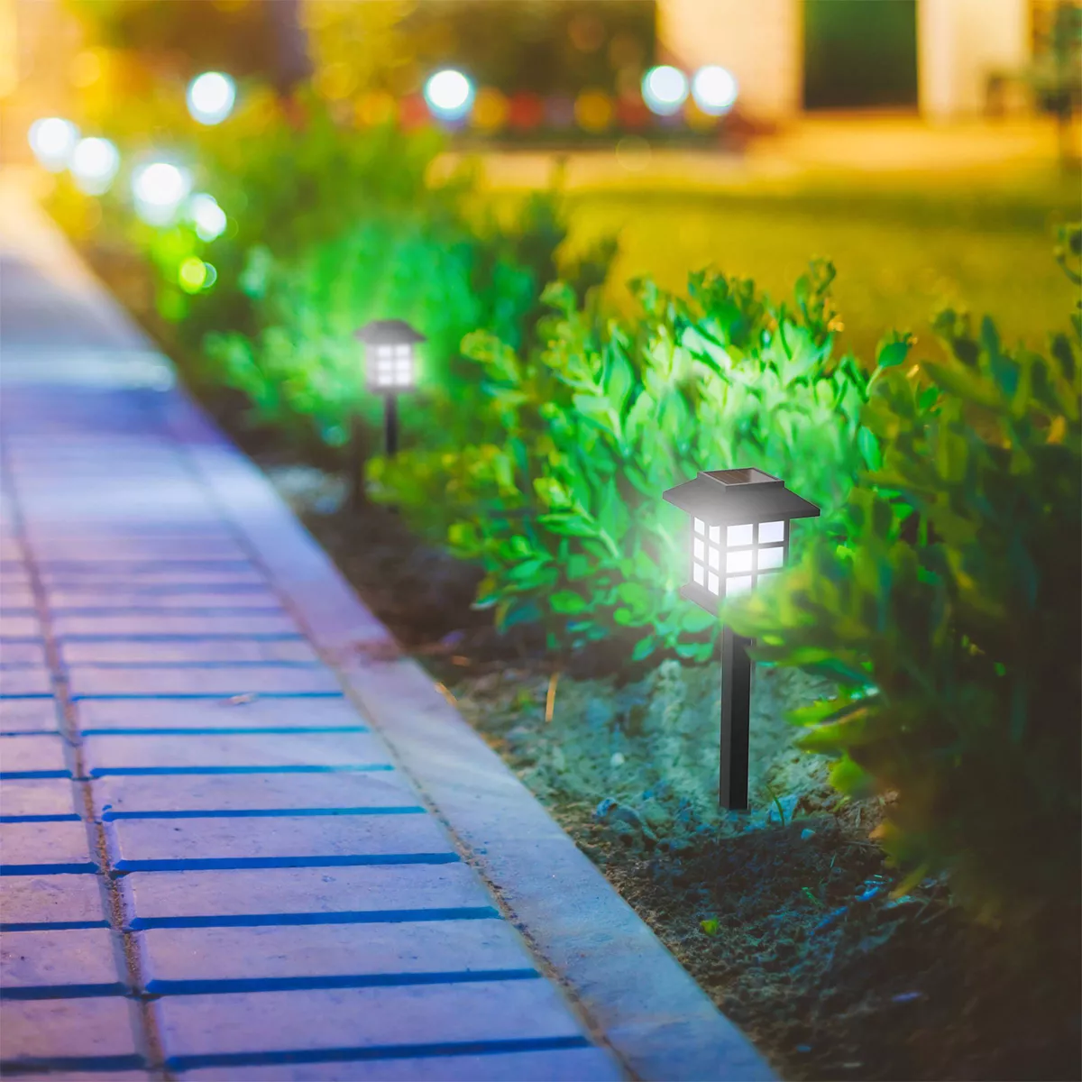 Pure Garden Outdoor LED Lantern Solar Landscaping Lights - Set of 6