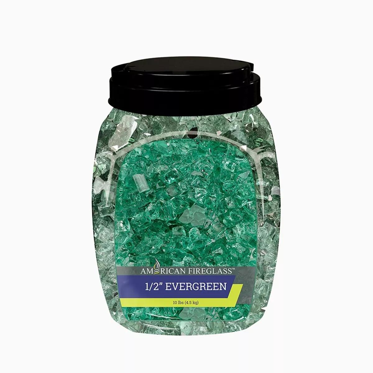 American Fireglass 10 LB Bag 1/2 Inch Reflective Fireplace & Firepit Fire Glass, Evergreen