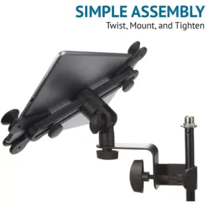 LyxPro TSM1 Microphone Music Stand Mount Holder For Tablet iPhone Ipad Smartphone And Android Adjustable 360 Degree Swivel Tilt Support Arms 3 To 11.5 Inch With Extra Detachable Clip