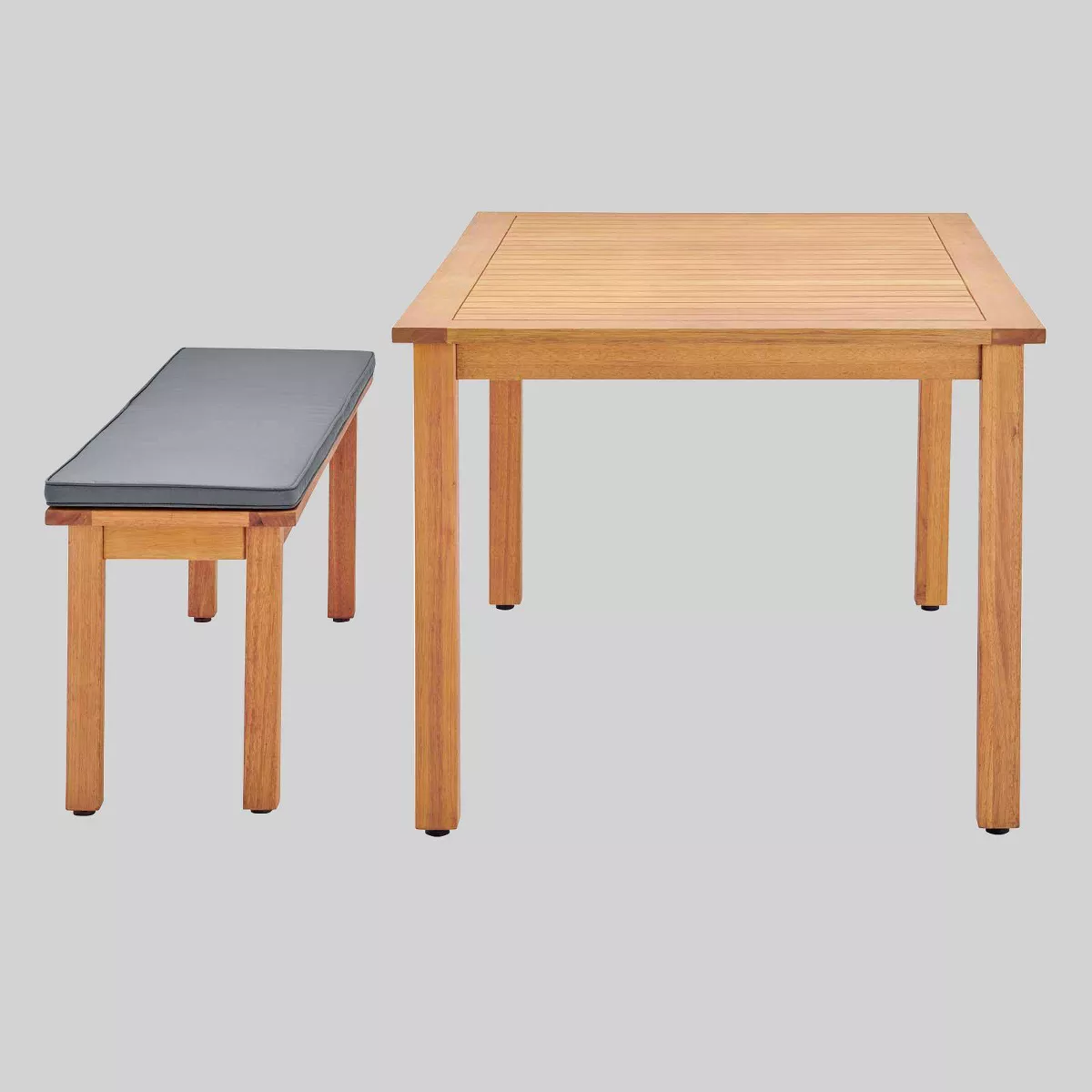 2pc Syracuse Outdoor Patio Dining Table & Bench Set - Natural/Gray - Modway