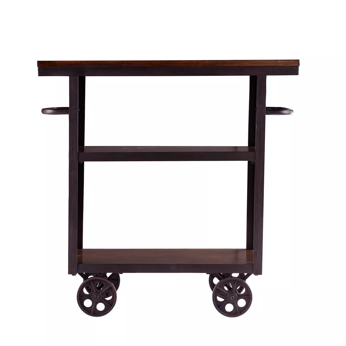 Eliston Industrial Rolling Kitchen Island Brown - Aiden Lane