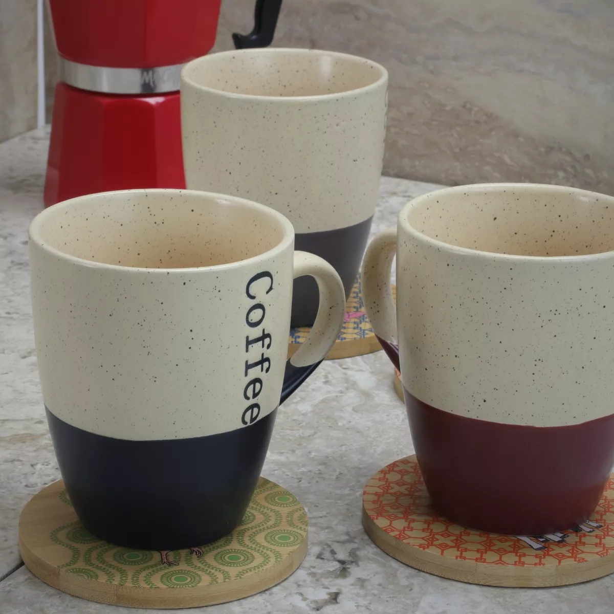 Gibson Urban Market 4 Piece Bamboo Coaster Set with Decorative Farm Animals