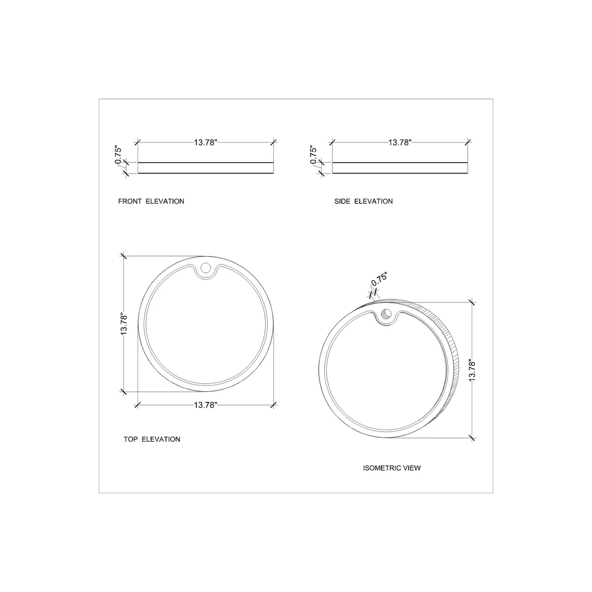 Pemberly Row Bamboo Round Chopping Board with Juice Groove in Natural