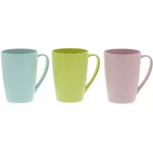 Okuna Outpost 6-Pack Unbreakable Wheat Straw Tea Cups Coffee Mugs with Handle 12 Oz, 3 Colors