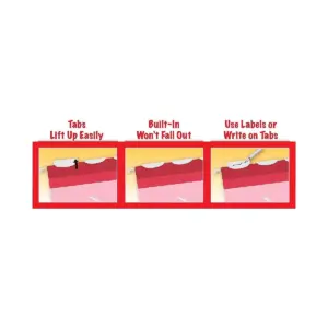 Pendaflex Colored Reinforced Hanging Folders 1/5 Tab Letter Red 25/Box 42623
