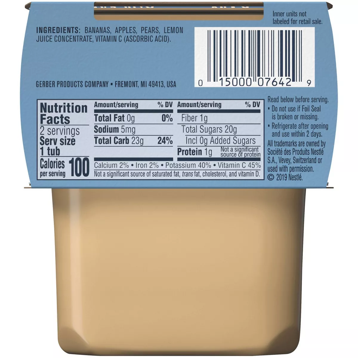 Gerber Sitter 2nd Foods Banana Apple Pear Baby Meals - 2ct/4oz Each