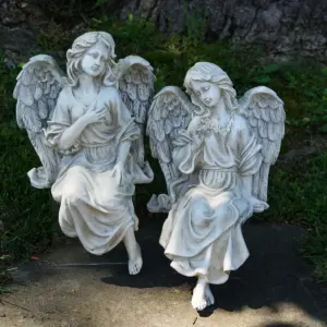 Northlight Set of 2 Sitting Angel Outdoor Patio Garden Statues 14
