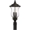 Franklin Iron Works Outdoor Post Light Fixture LED Dimmable Bronze 23" Clear Seedy Glass for Exterior Garden Yard Driveway
