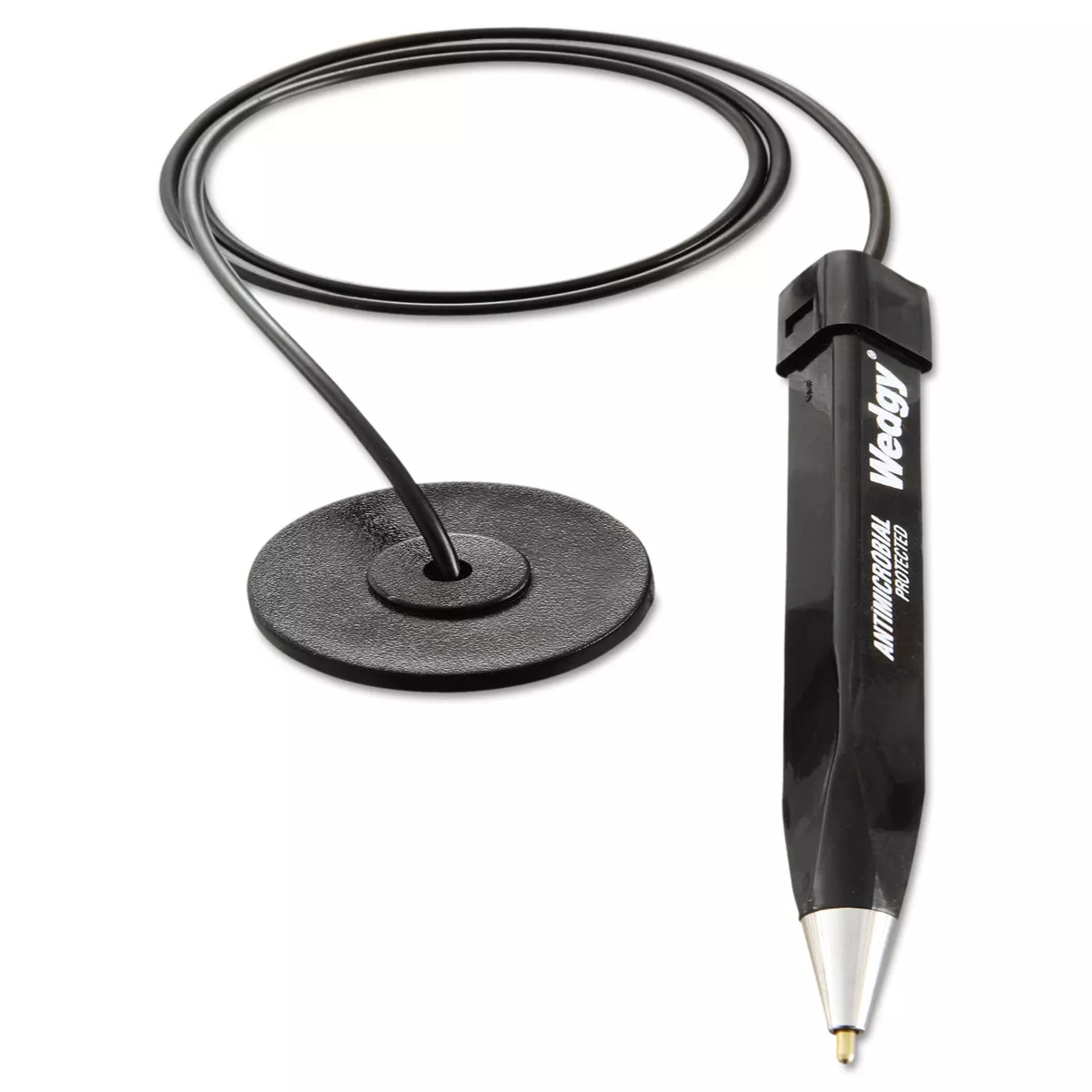 MMF Industries™ Wedgy Antimicrobial Coil Ballpoint Counter Pen with Round Base Blue Ink Medium 28408