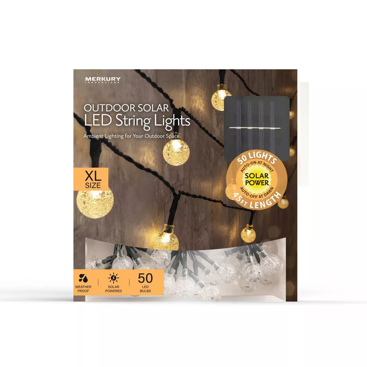 45' Outdoor Solar LED String Lights - Black Wire - Merkury Innovations