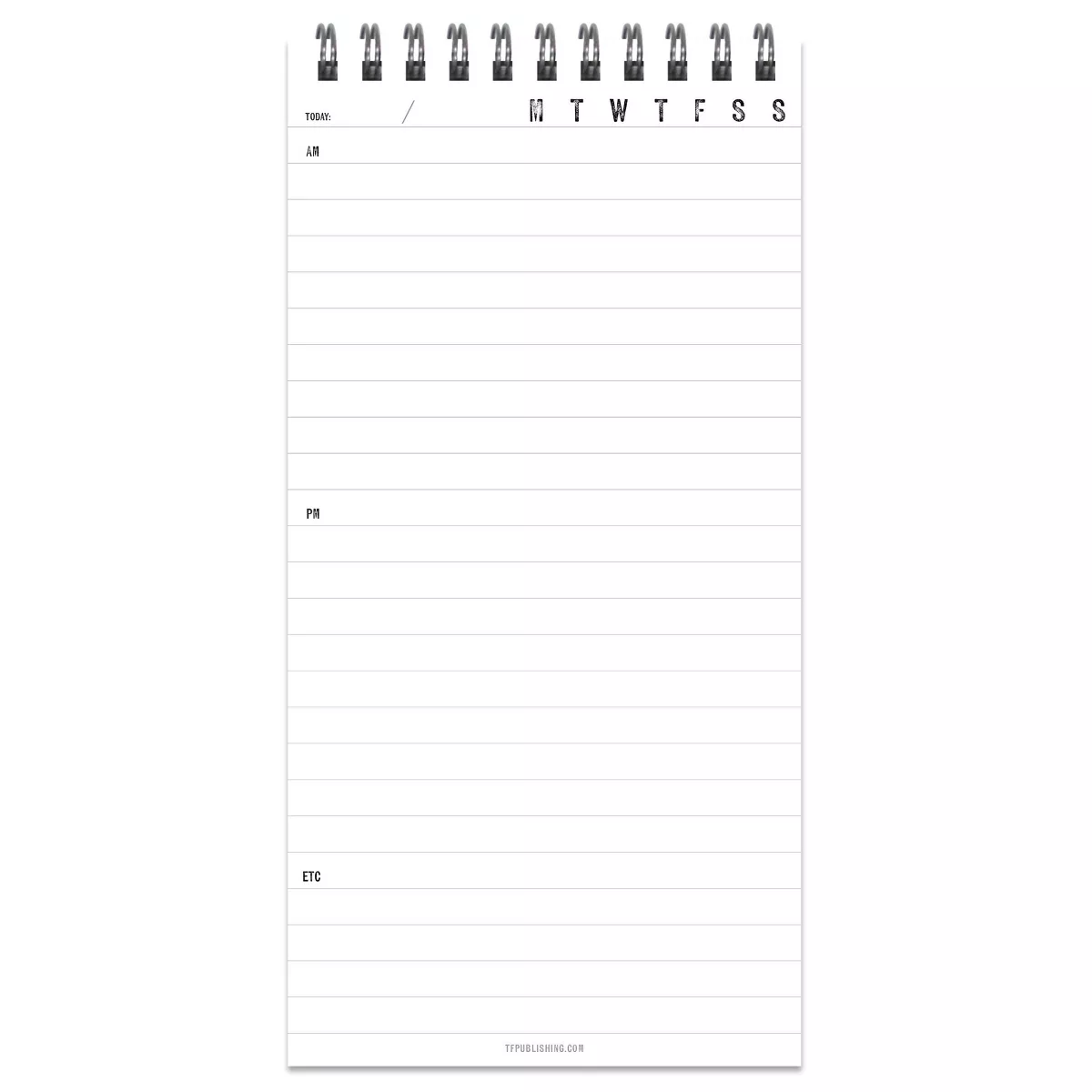 Spiral 1-Subject Notebook Bold Daily To Do List 4" x 8" - Multicolored