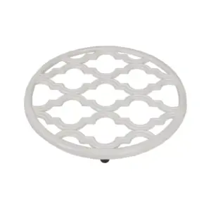 Home Basics Lattice Collection Cast Iron Trivet, White