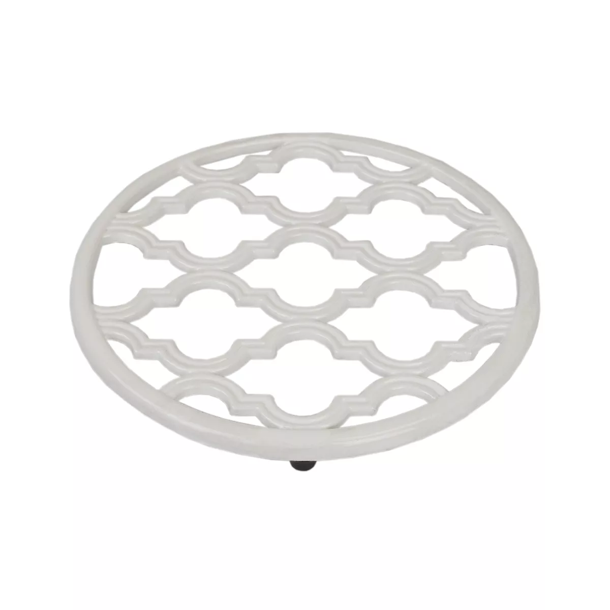 Home Basics Lattice Collection Cast Iron Trivet, White