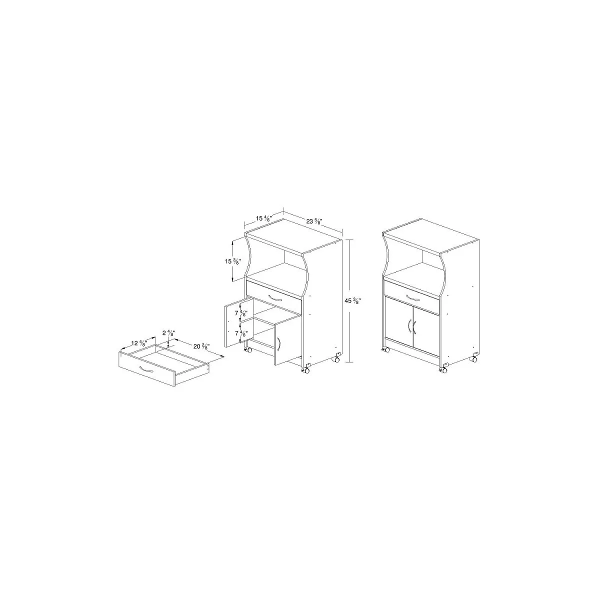 Microwave Kitchen Cart in Chocolate Gray - Hodedah