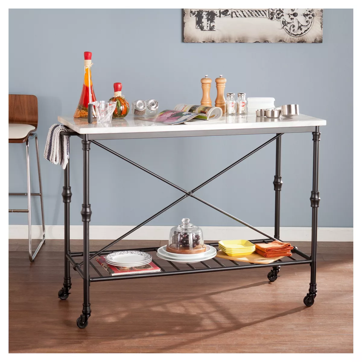 Morley Kitchen Island - Matte Black - Aiden Lane
