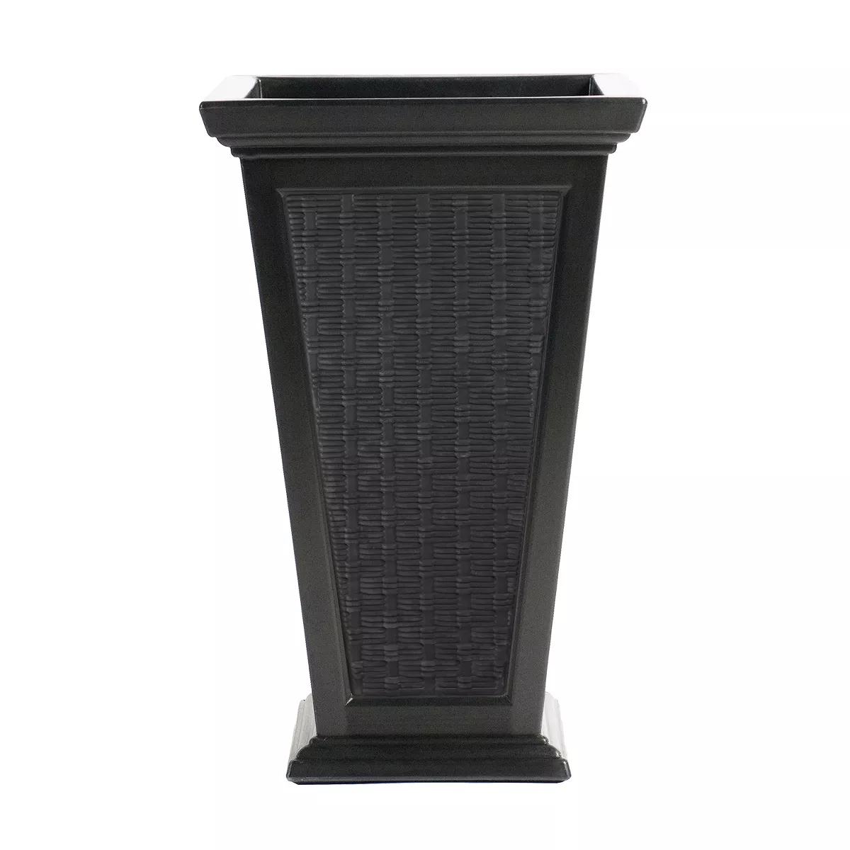 FCMP Outdoor MOD-WP3000-BLK-2 24-Inch Self Watering Freestanding Pedestal Home Wicker Planter Set of 2, Black