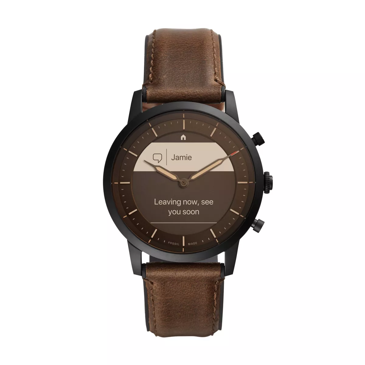 Fossil Hybrid Smartwatch HR Collider 42mm - Black with Dark Brown Leather
