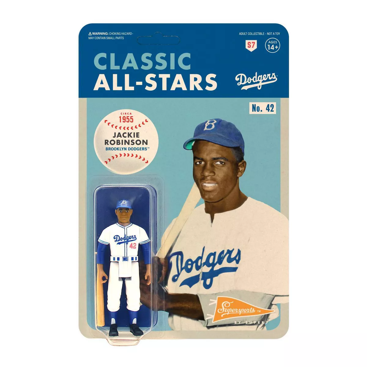 Super7 Dodgers Jackie Robinson MLB ReAction Figure
