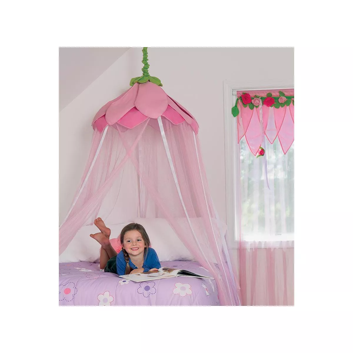 HearthSong - Secret Garden Gauze Hideaway Canopy for Kids Rooms, Purple