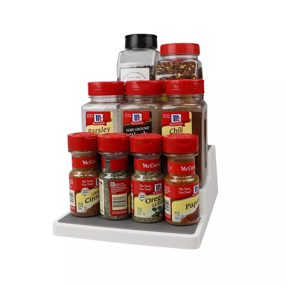 Home Basics 3 Tier Rubber Lined Plastic Seasoning Rack, White
