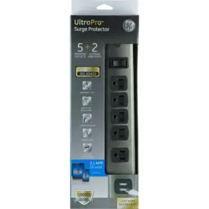General Electric 5 Outlet Designer Brushed Nickel Surge Protector