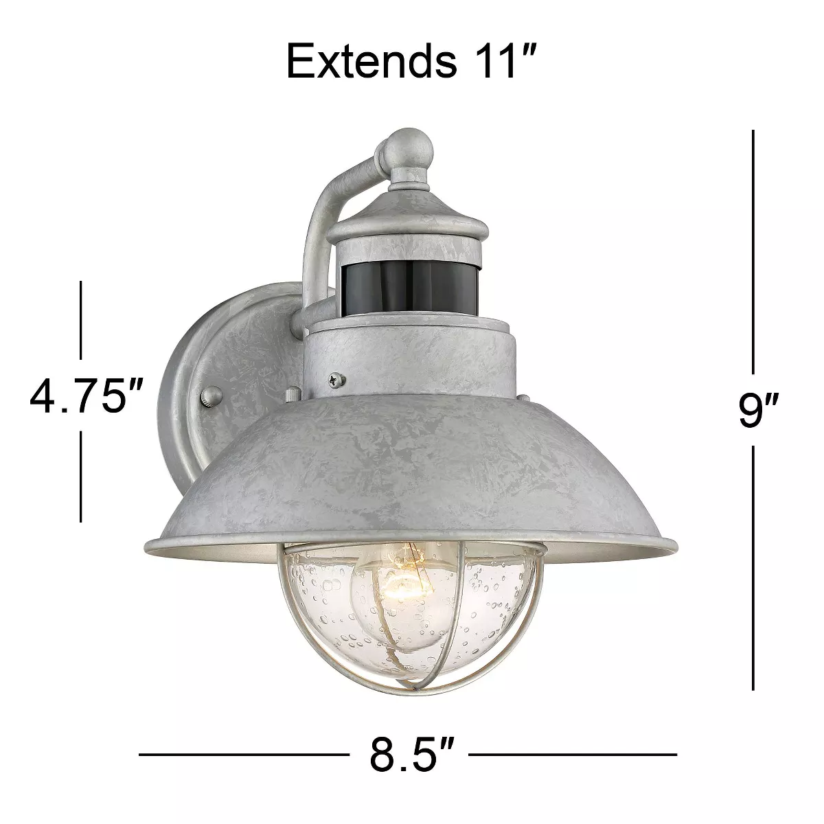John Timberland Outdoor Wall Light Fixture Farmhouse Galvanized 9" Motion Security Sensor Dusk to Dawn for House Patio Porch