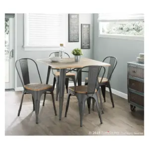 Set of 2 Oregon Industrial Farmhouse Stackable Dining Chair Brown - LumiSource