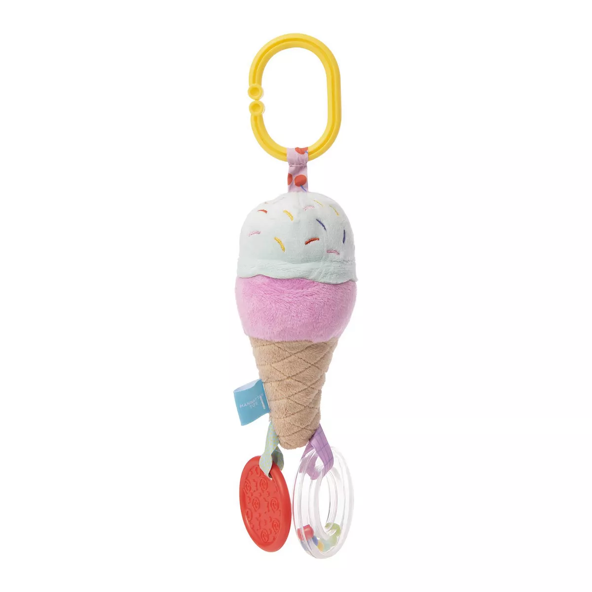 Manhattan Toy Cherry Blossom Days Ice Cream Cone Travel Toy with Rattle Ring, Cone Rattle and Textured BPA Free Teether