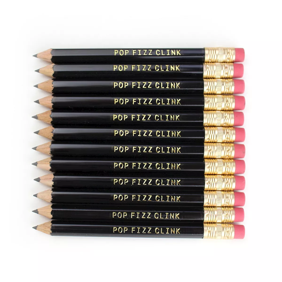 12ct Pop Fizz Clink Mini Party Pencils Black