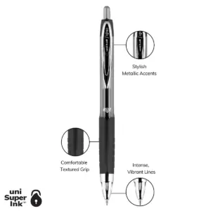 uni-ball Signo 207 Retractable Gel Pen Black Ink 0.7mm Dozen 33950