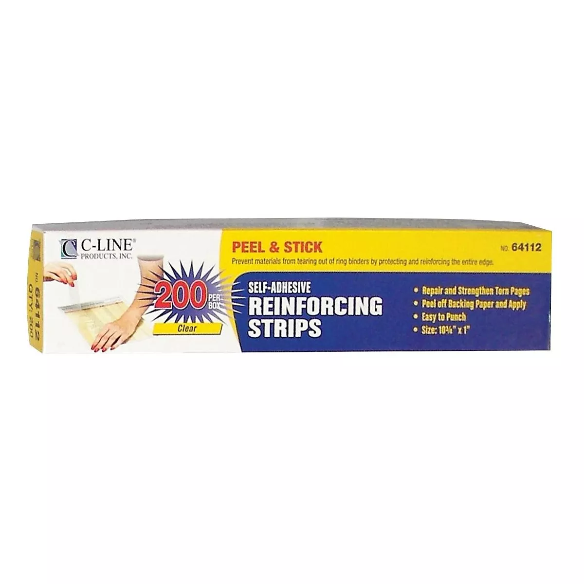 C-Line Self-Adhesive Reinforcing Strips 10 3/4 x 1 200/BX 64112
