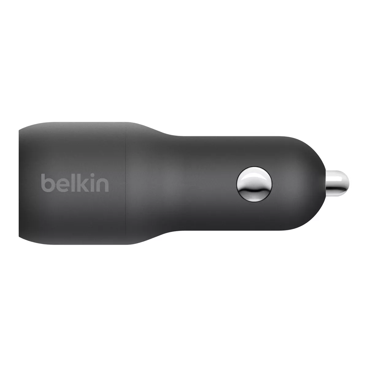 Belkin BoostCharge Dual Port Car Charger USB-C (20W) + USB-A (12W) + Cable and Strap - Black