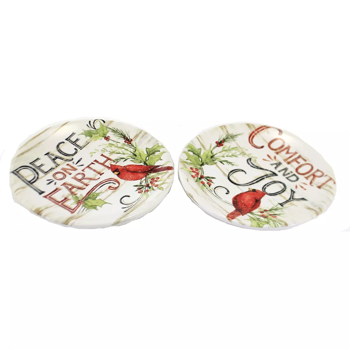 Tabletop 6.5" Evergreen Canape Plates Set/4 Christmas Cardinals Certified International - Dining Plates